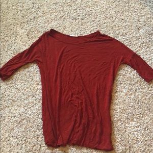 Long sleeve dark red T-shirt dress